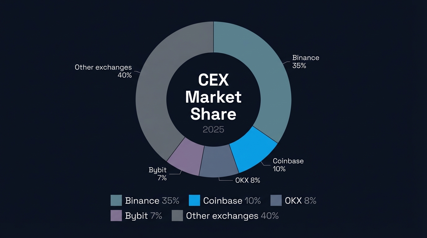 CoinGecko chart showing centralized exchange market share 2025