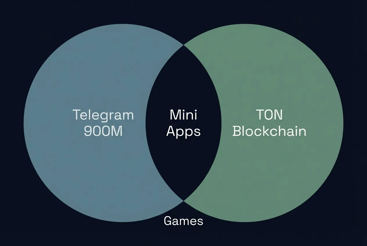 Telegram + TON Integration Venn Diagram: Mini Apps at Intersection